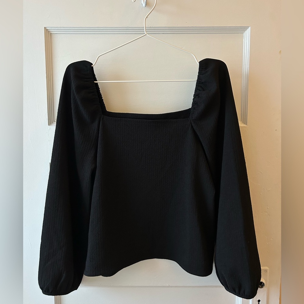 Madewell crepe square-neck puff sleeve top